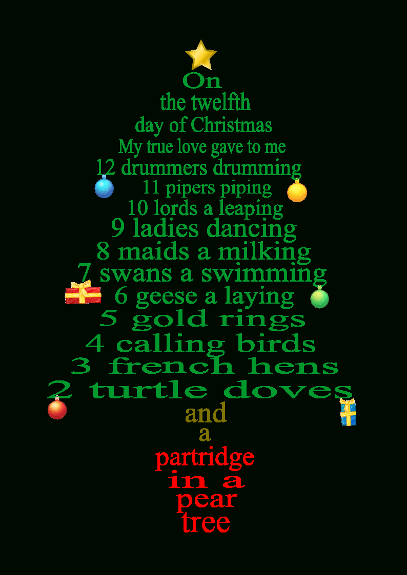 12 Day Of Christmas Lyrics As Tree Decorations - Worksheets Library pertaining to Printable 12 Days of Christmas Lyrics