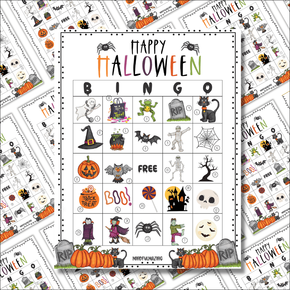 25 Free Printable Halloween Bingo Cards For Kids • Mindfulmazing pertaining to Halloween Bingo Cards Printable