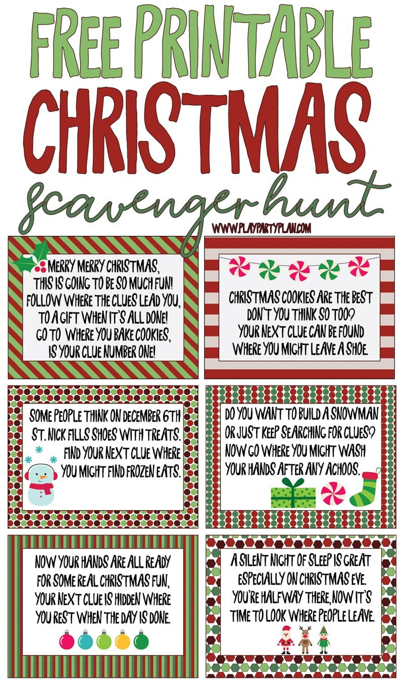 Best Ever Christmas Scavenger Hunt - Play Party Plan pertaining to Printable Christmas Scavenger Hunt