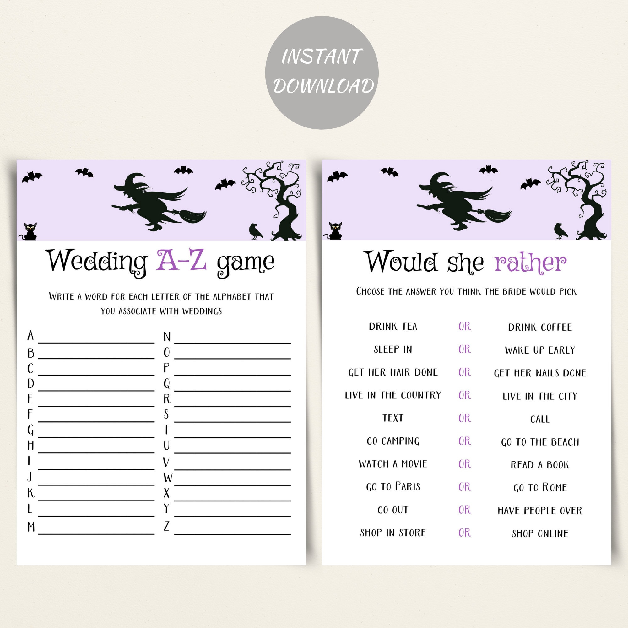 Buy Printable Spooky Bridal Shower Games: Halloween Theme, 8 Games throughout The Nightmare Before Christmas A Z Game Printable