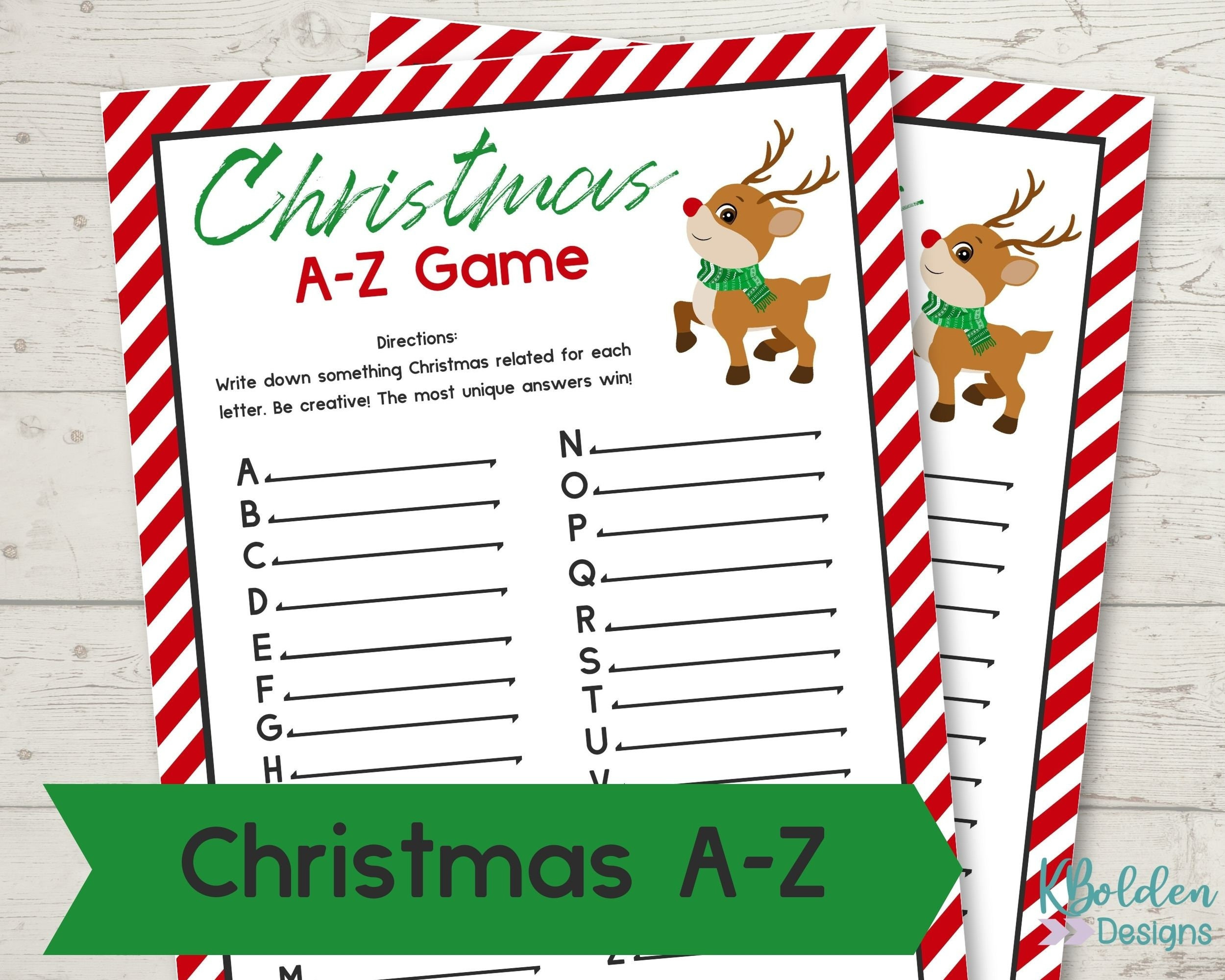 Christmas A-Z Game - Etsy with Printable Christmas A-Z Game