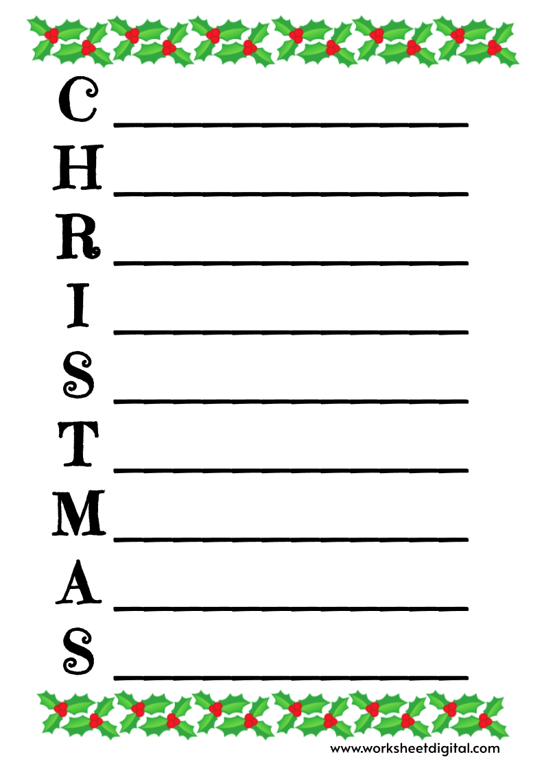 Christmas Acrostic Poem: Free Template For Holiday Writing Fun pertaining to Printable Christmas Acrostic Poem Worksheet