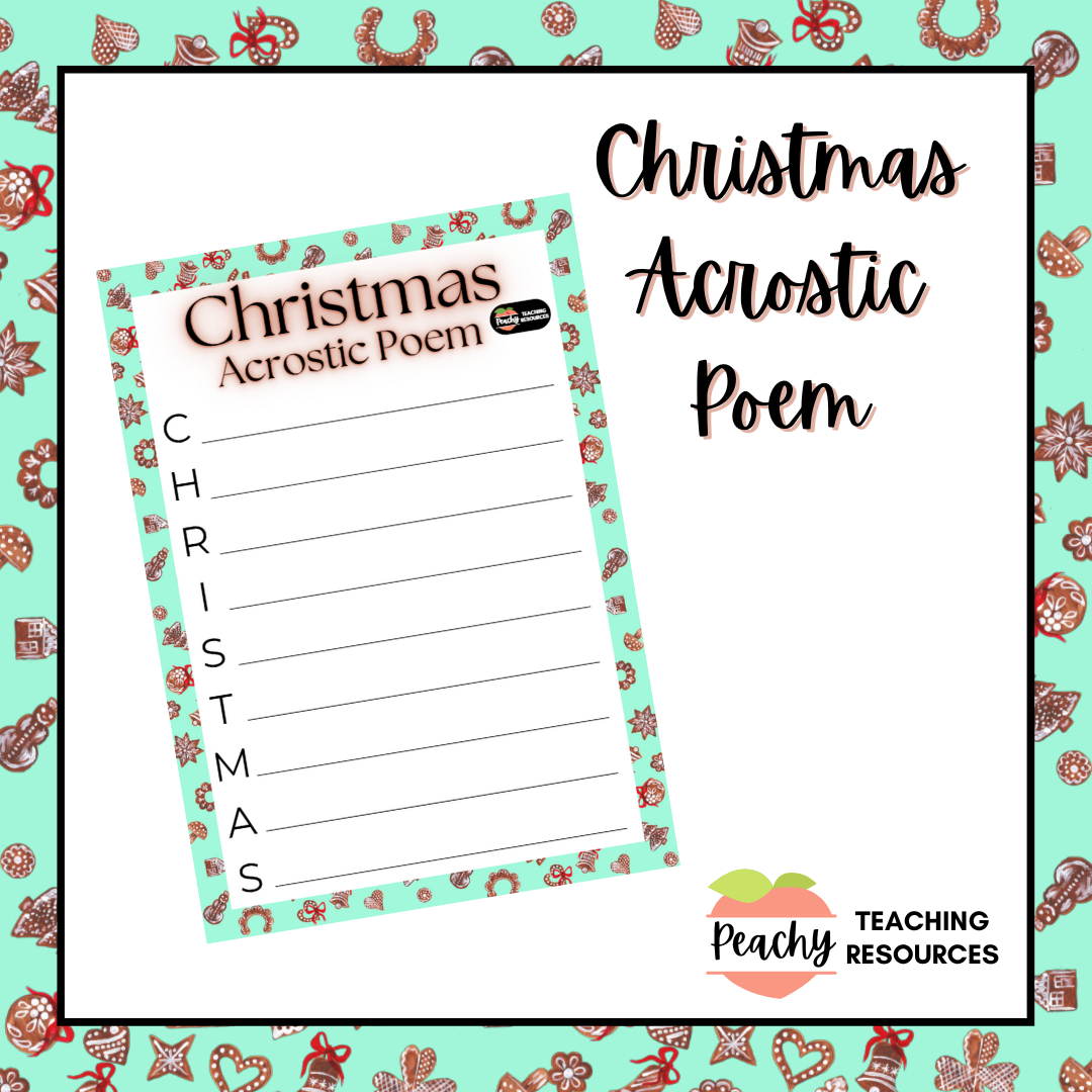 Christmas Acrostic Poem Worksheet - Australian Teachers Marketplace with Printable Christmas Acrostic Poem Worksheet