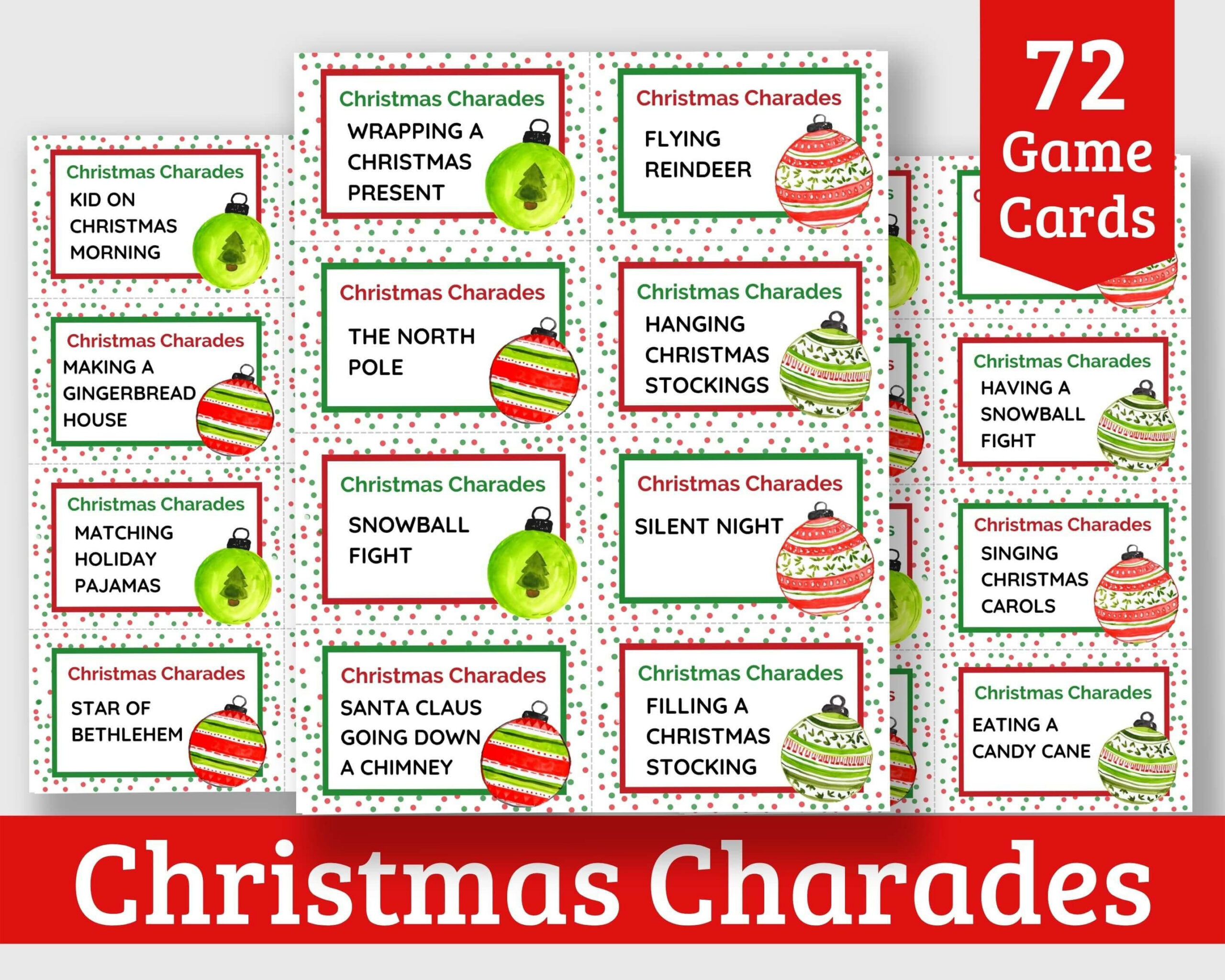 Christmas Charades Printable Cards For Kids And Adults - 72 Pre regarding Christmas Charades Game Printable