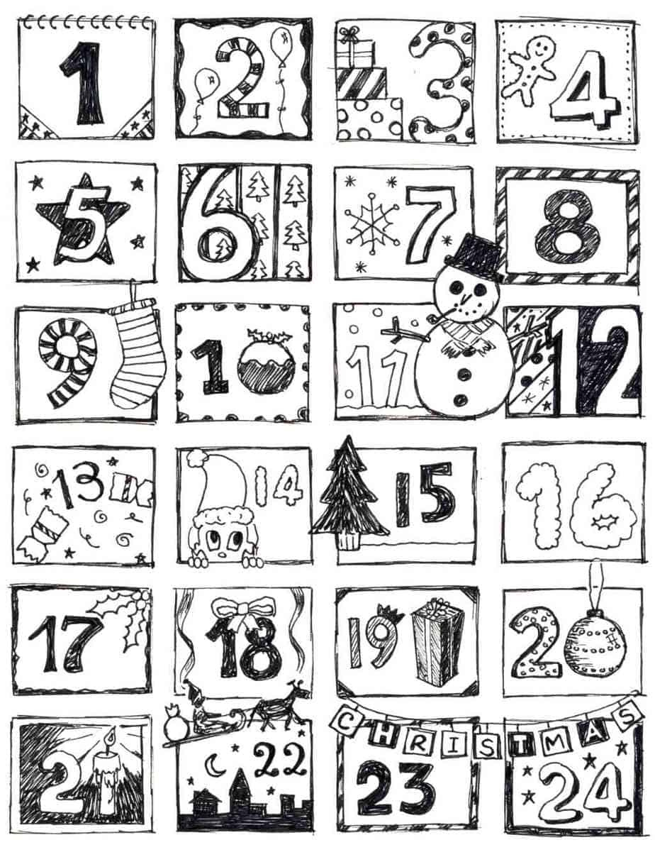 Christmas Coloring Pages For Kids (100% Free) Easy Printable Pdf intended for Christmas Advent Calendar Coloring Page Printable