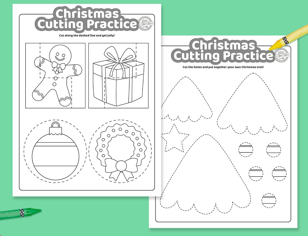 Christmas Cutting Practice Coloring Pages For Kids! Kids for Christmas Cutting Skills Practice Printable