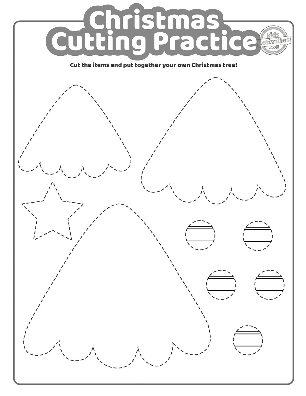 Christmas Cutting Practice Coloring Pages For Kids! Kids with Printable Christmas Cutting Skills Practice Straight