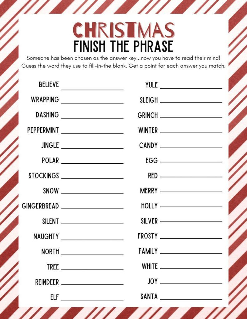 Christmas Finish My Phrase Free Printable Activity - Originalmom regarding Printable Christmas Finish the Phrase Game