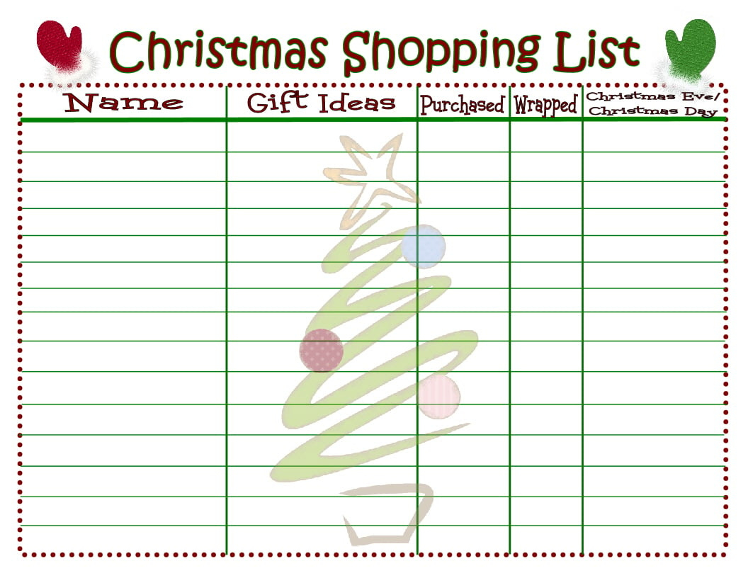 Christmas Shopping List {Printable} - Mom On Timeout within Christmas Shopping List Printable