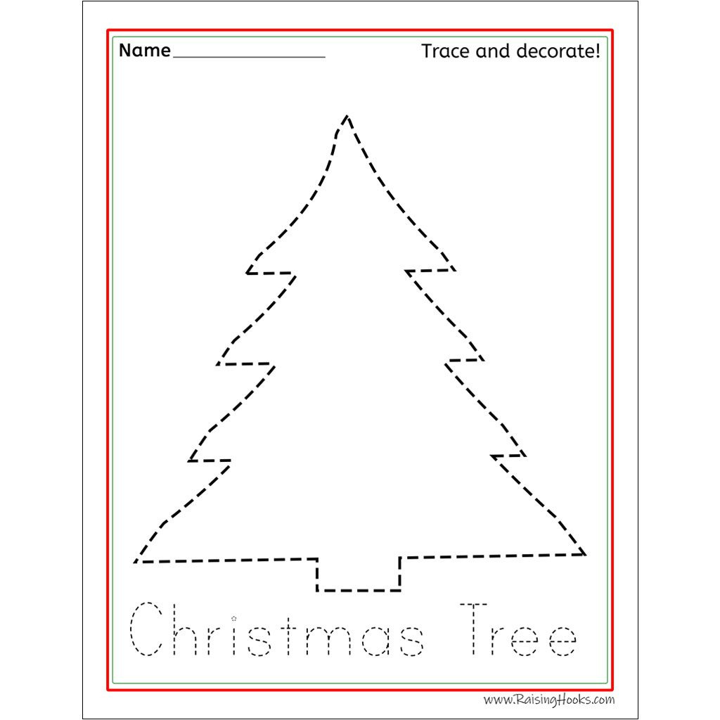Christmas Tracing Worksheets - Raising Hooks regarding Printable Christmas Tree Tracing Worksheet
