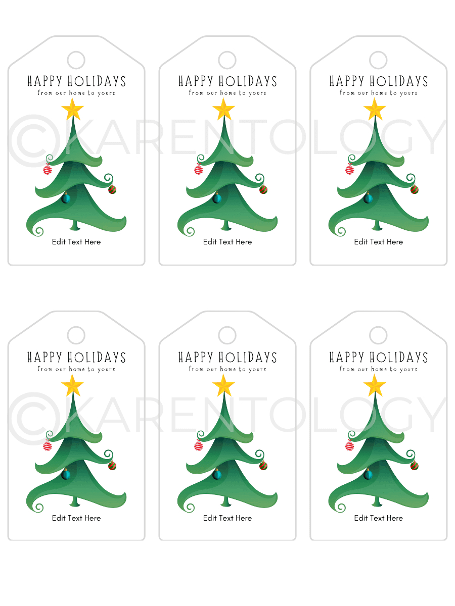 Christmas Tree Gift Tag - Instant Download, Editable, Printable regarding Christmas Forest Gift Tags Printable
