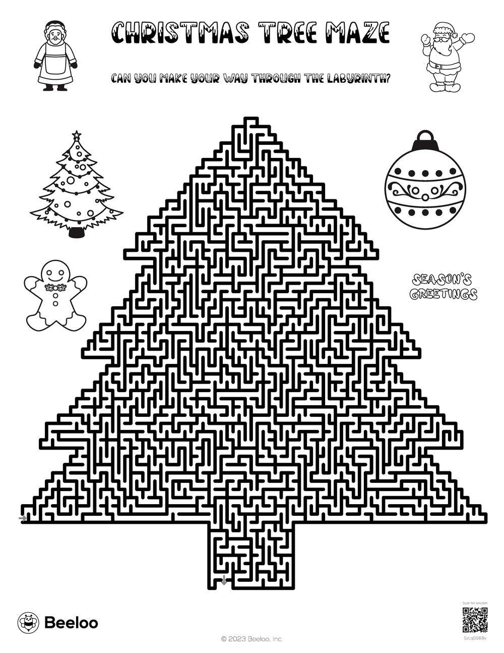 Christmas Tree Maze • Beeloo Printable Crafts And Activities For Kids with Printable Christmas Tree Maze