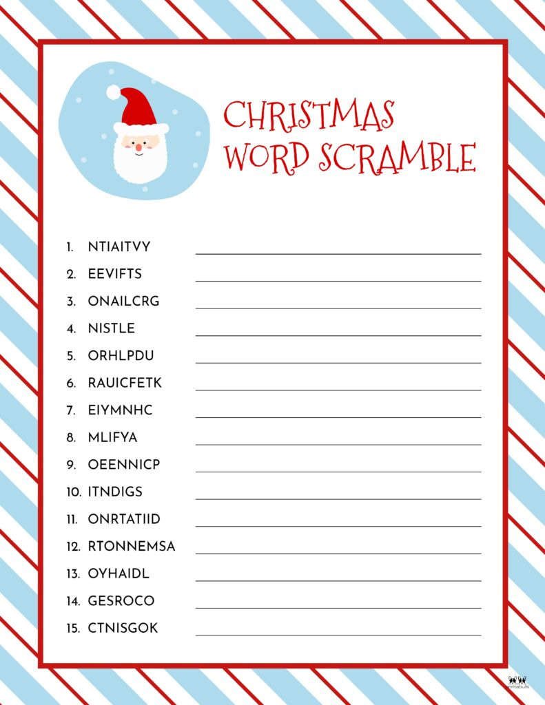 Christmas Word Scrambles - 15 Free Printables | Printabulls for Printable Christmas Word Scramble