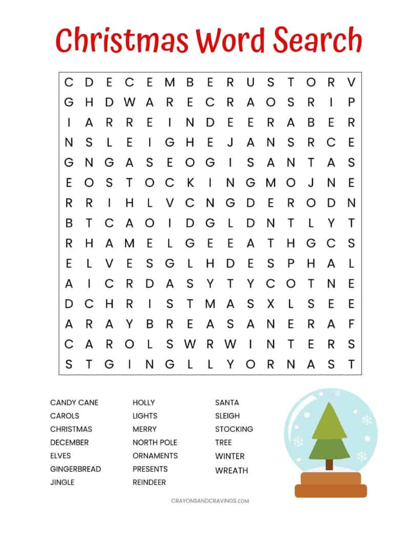 Christmas Word Search Printable (For Kids Or Adults) within Printable Christmas Word Search