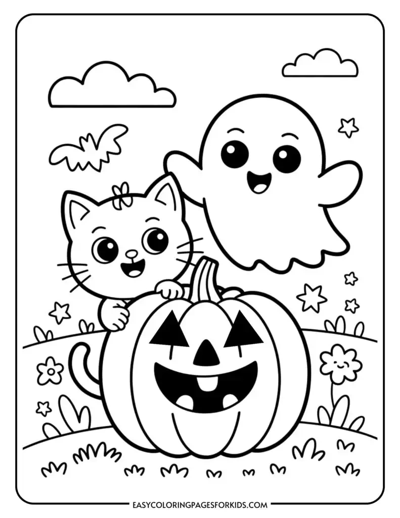 Cute Halloween Ghost Coloring Pages (6 Pdf Pages) - Easy Coloring throughout Printable Halloween Ghost Coloring Page