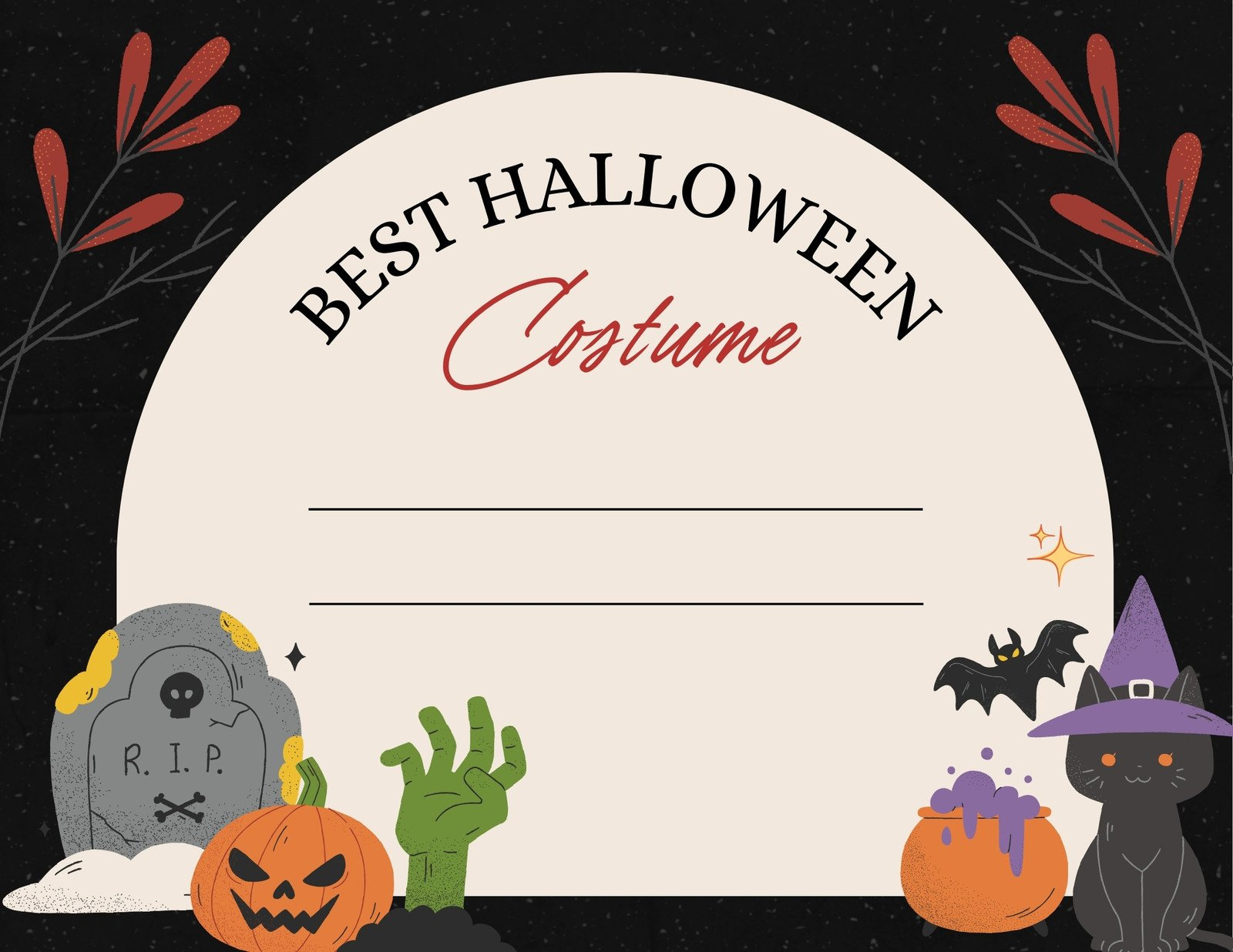 Free Custom Printable Halloween Certificate Templates | Canva inside Halloween Costume Certificate Printable