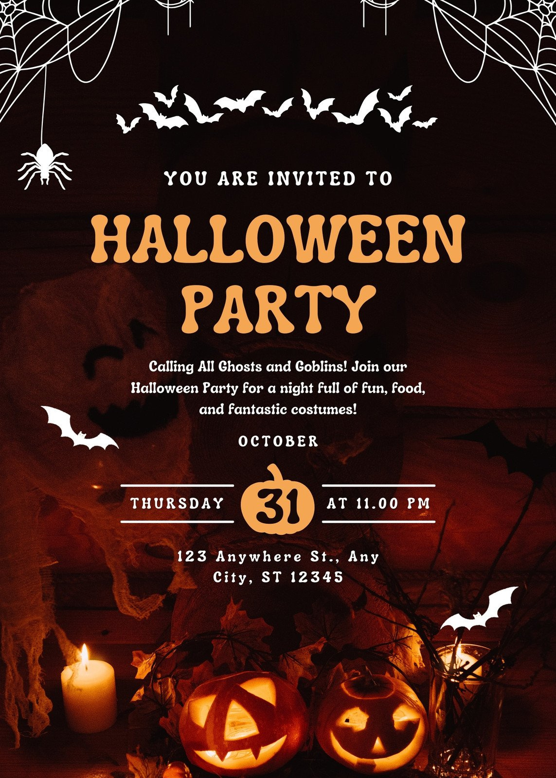 Free Custom Printable Halloween Invitation Templates | Canva with Halloween Party Invitations Printable