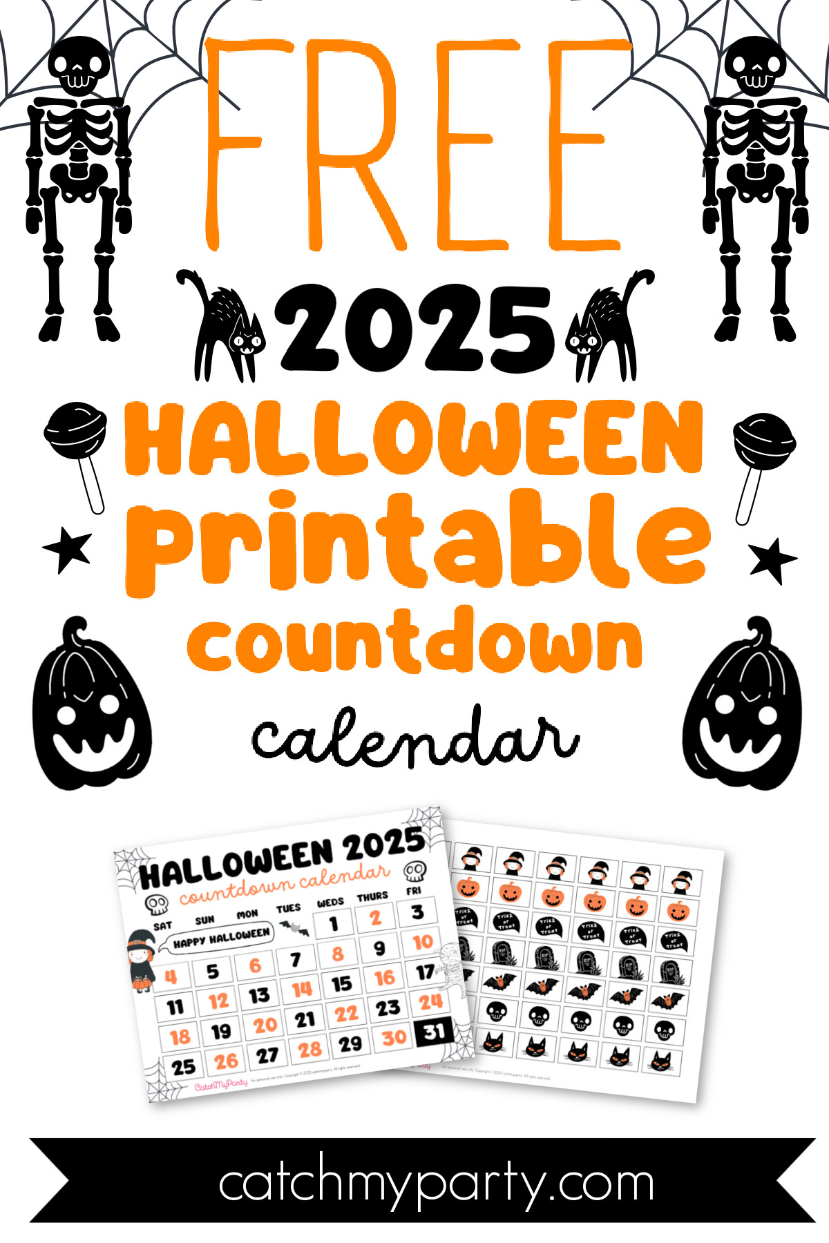Free Fun Halloween Countdown Calendar (2025)!🎃☠️🕸️ | Catch My intended for Halloween Countdown Calendar Printable