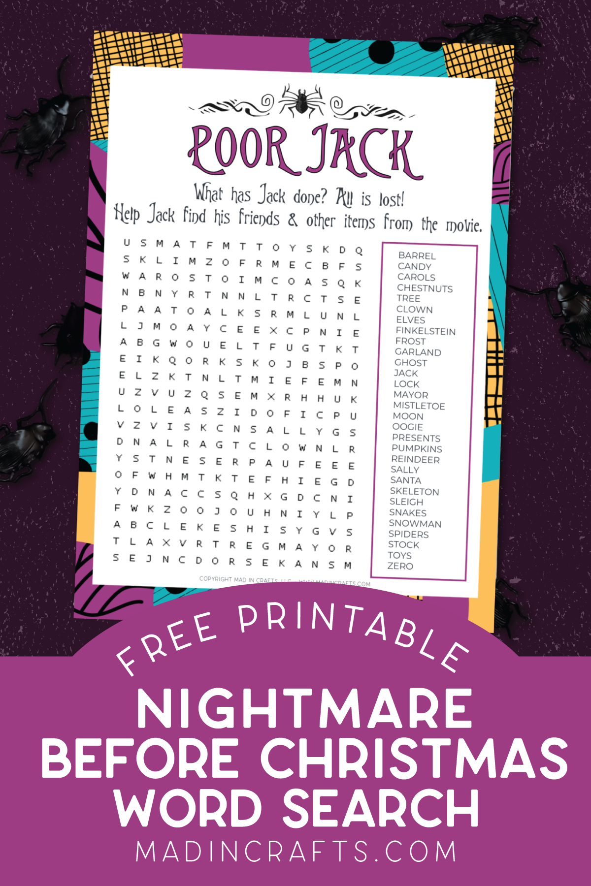 Free Nightmare Before Christmas Word Search Halloween Mad In Crafts inside Printable The Nightmare Before Christmas Word Jumble