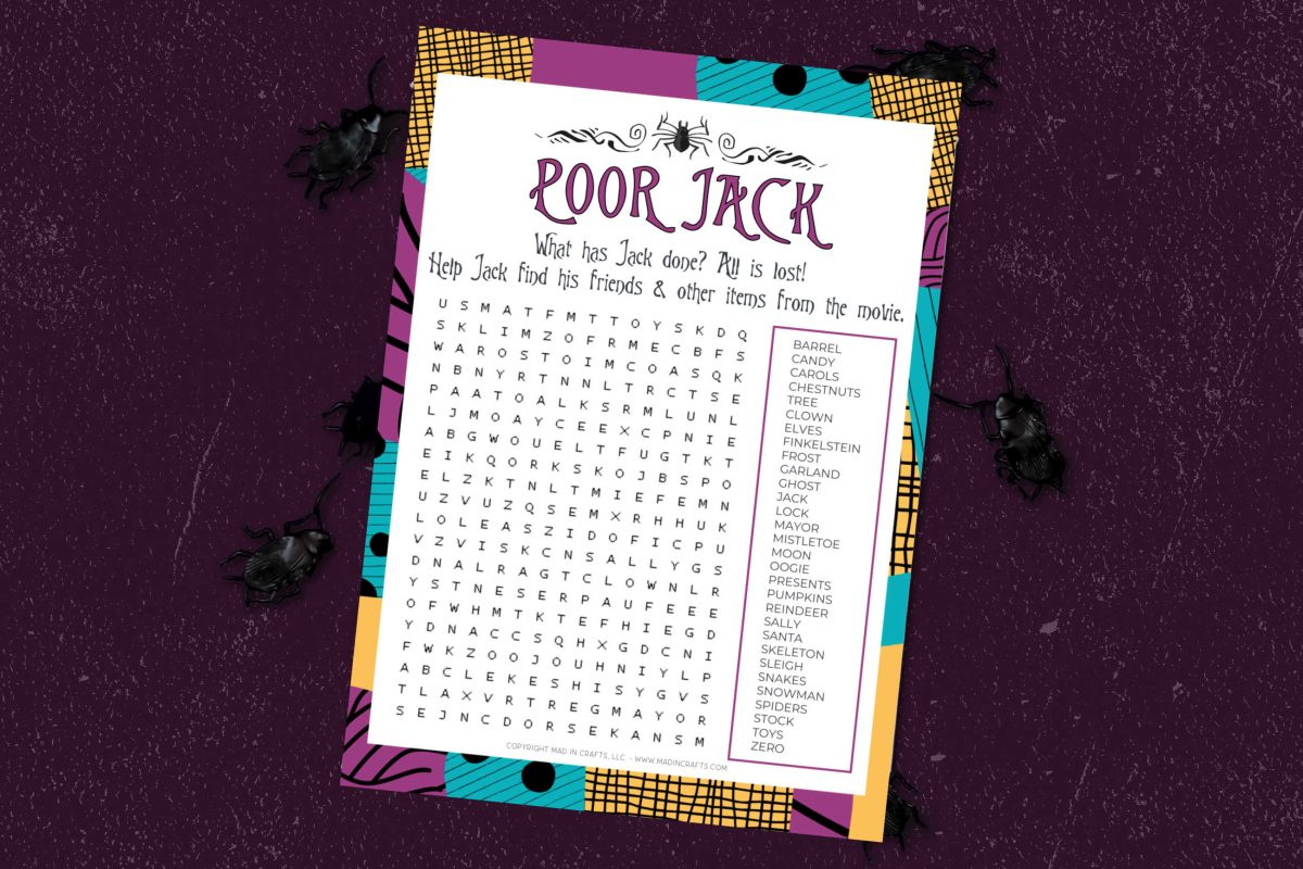 Free Nightmare Before Christmas Word Search Halloween Mad In Crafts pertaining to The Nightmare Before Christmas Word Jumble Printable