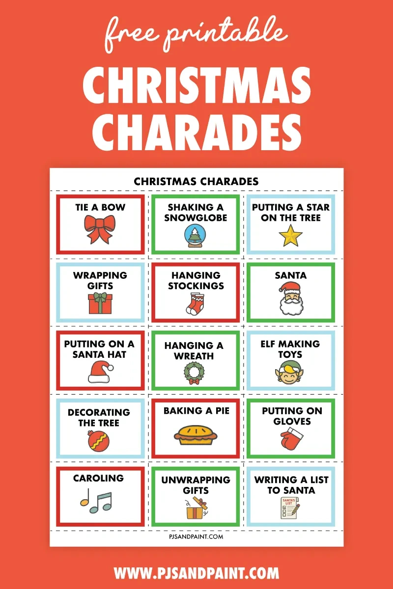 Free Printable Christmas Charades - Pjs And Paint intended for Christmas Charades Game Printable