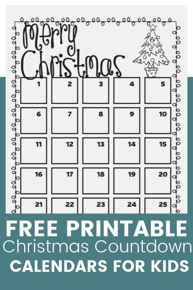 Free Printable Christmas Countdown Calendar For Kids - Homeschool with Christmas Countdown Calendar Printable