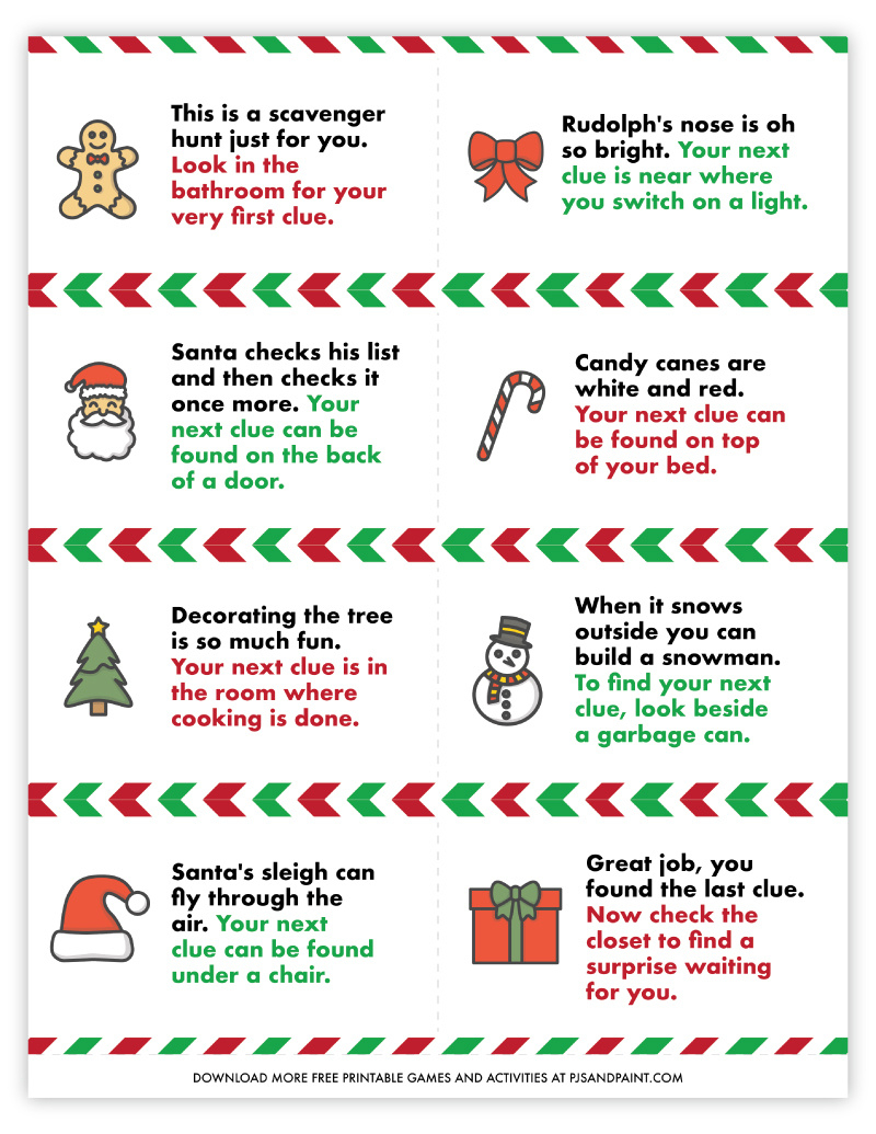 Free Printable Christmas Scavenger Hunt - Pjs And Paint pertaining to Printable Christmas Scavenger Hunt
