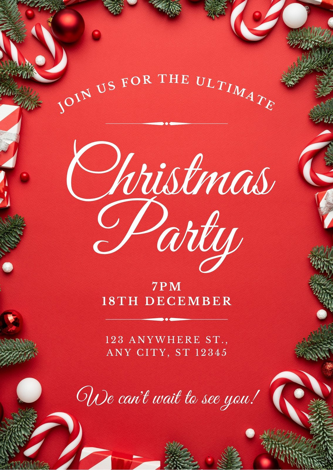 Free, Printable, Customizable Christmas Invitation Templates pertaining to Printable Christmas Party Invitations
