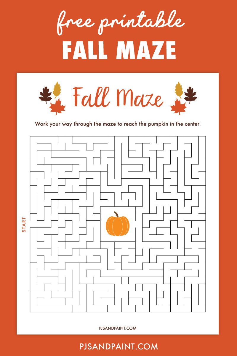 Free Printable Fall Maze - Pjs And Paint inside Printable Pumpkin Maze