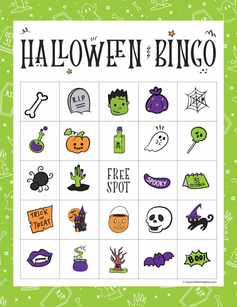 Free Printable Halloween Bingo Game - Favorite Printables with Printable Halloween Bingo