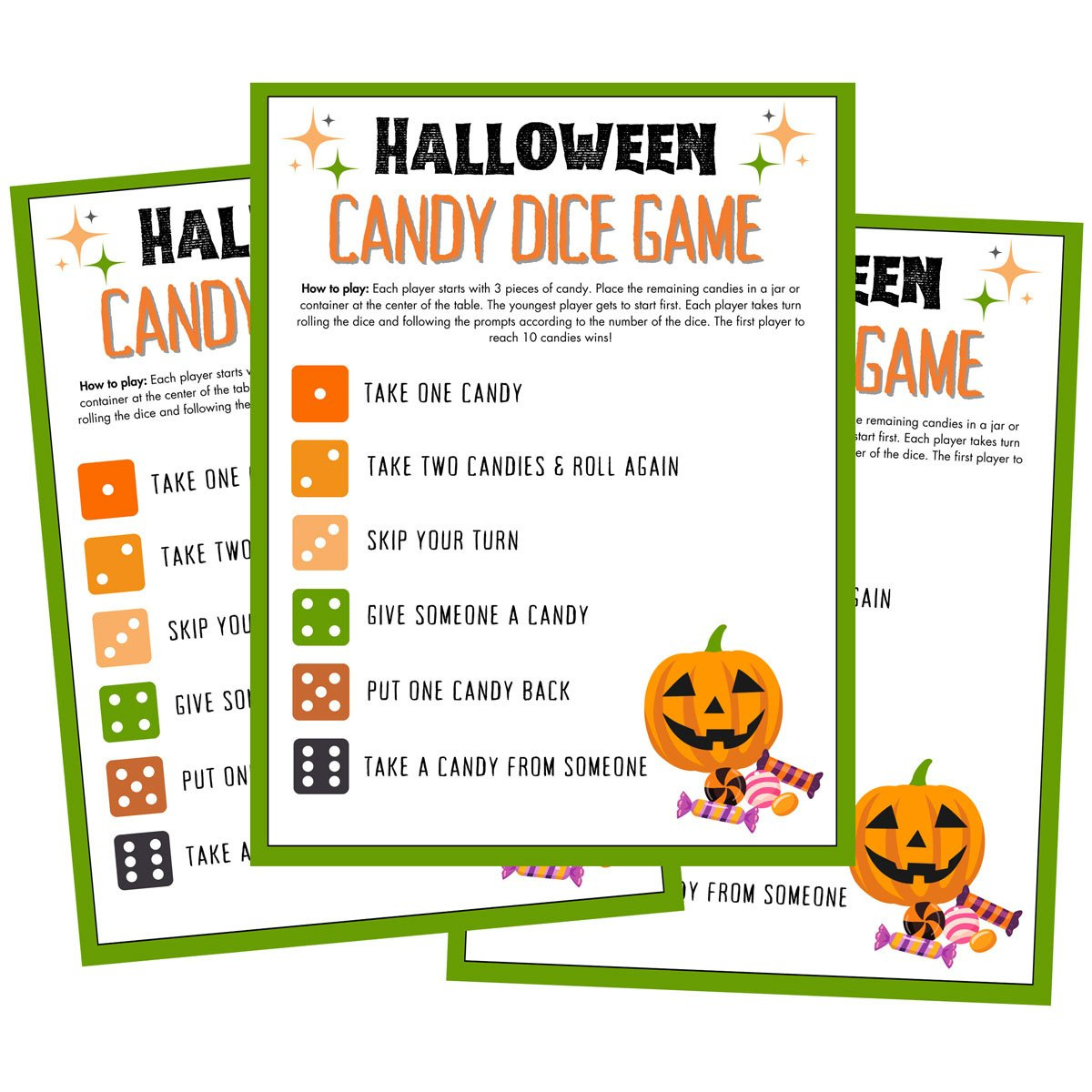 Free Printable Halloween Candy Dice Game For Kids - Scattered in Printable Halloween Candy Dice Game 10