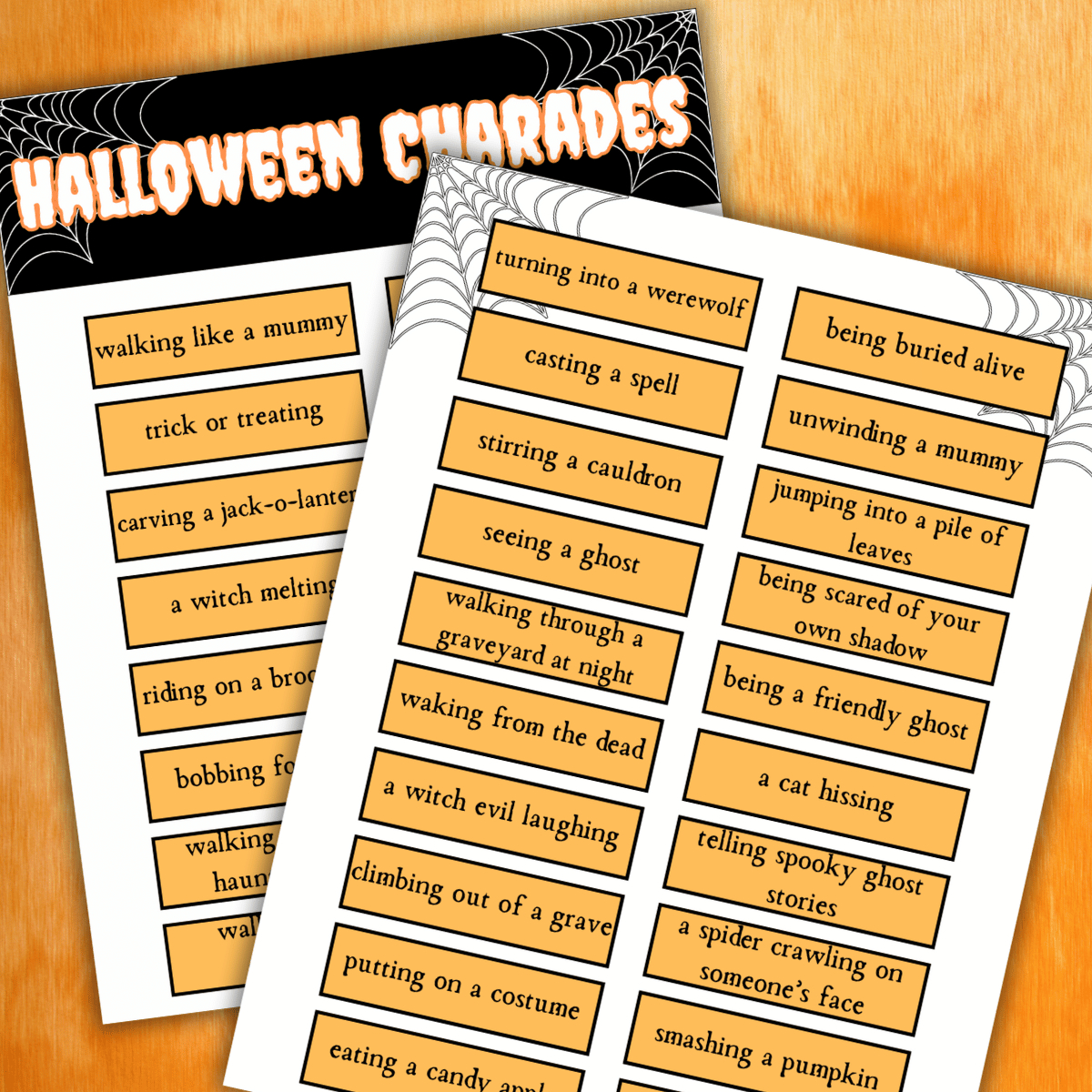 Free Printable Halloween Charades Game For All Ages pertaining to Printable Halloween Scattergories Tomb