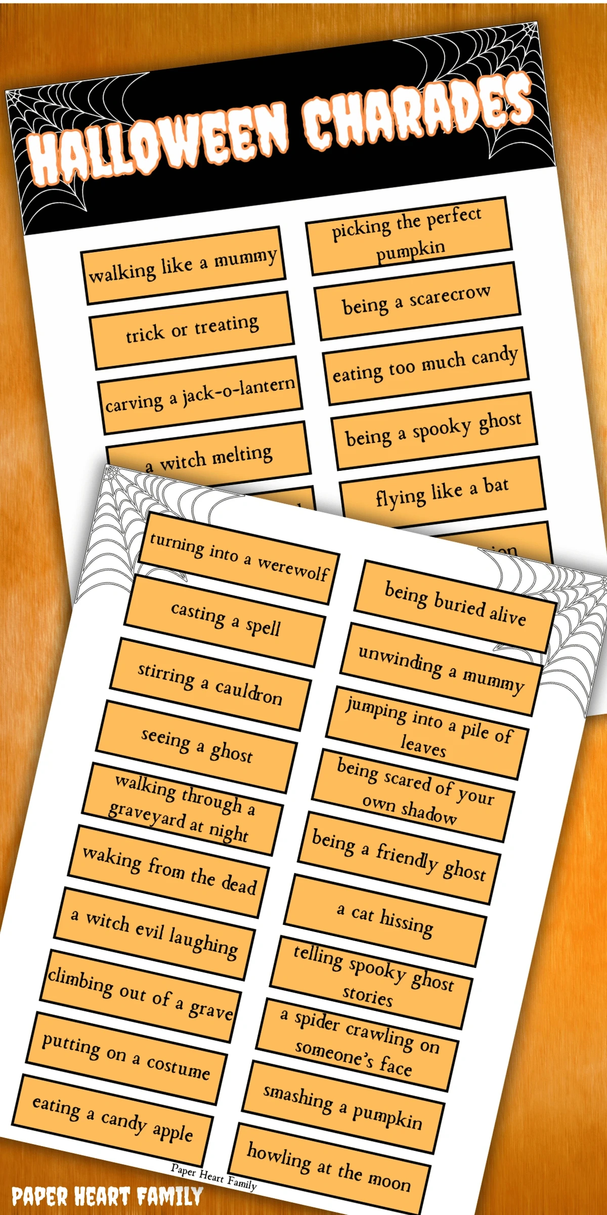 Free Printable Halloween Charades Game For All Ages with Halloween Charades Game Printable