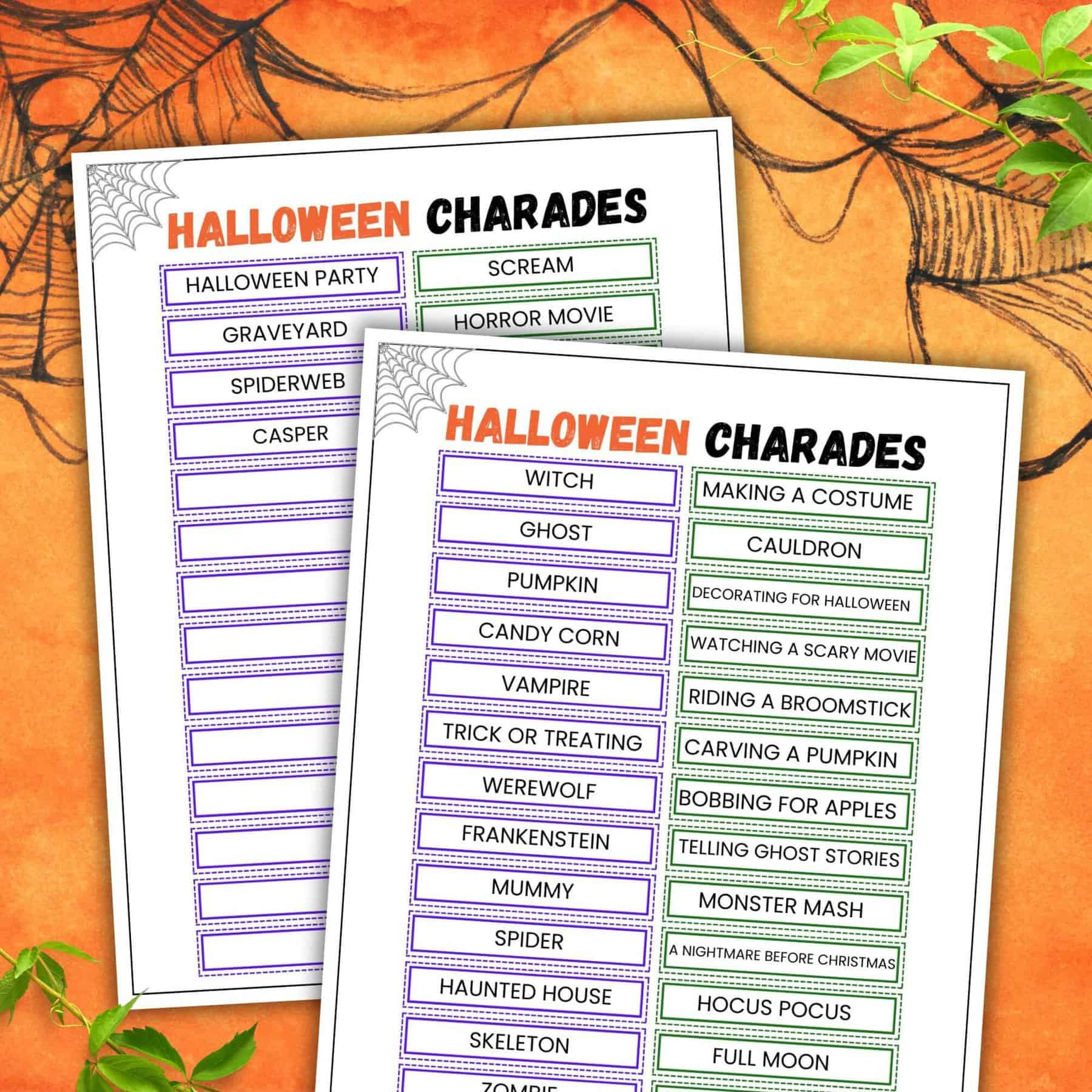 Free Printable Halloween Charades Game throughout Printable The Nightmare Before Christmas Charades Game