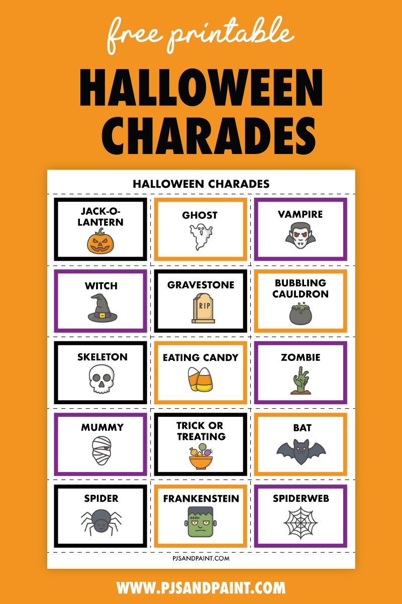 Free Printable Halloween Charades - Pjs And Paint pertaining to Halloween Charades Game Printable