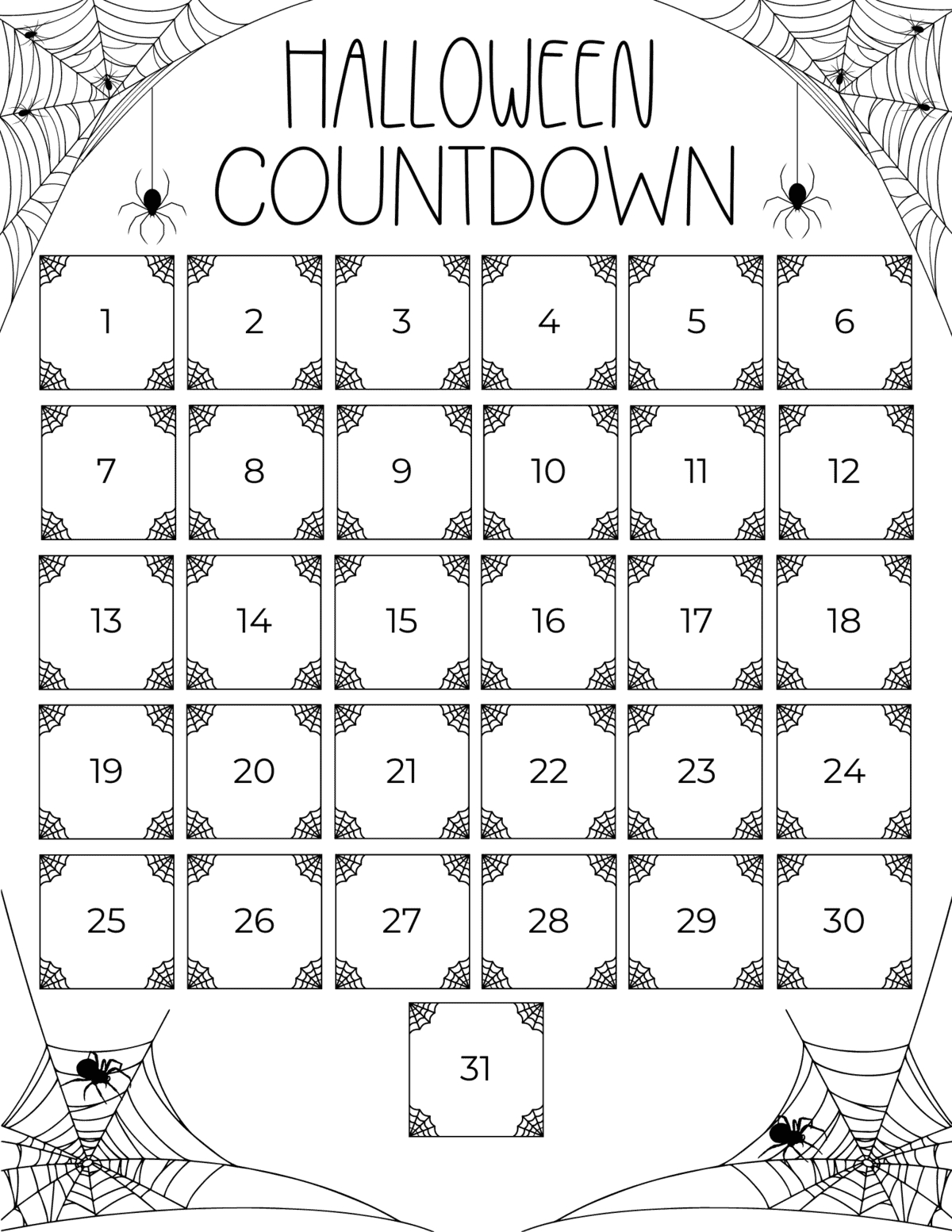 Free Printable Halloween Countdown Calendar - Prudent Penny Pincher for Halloween Countdown Calendar Printable