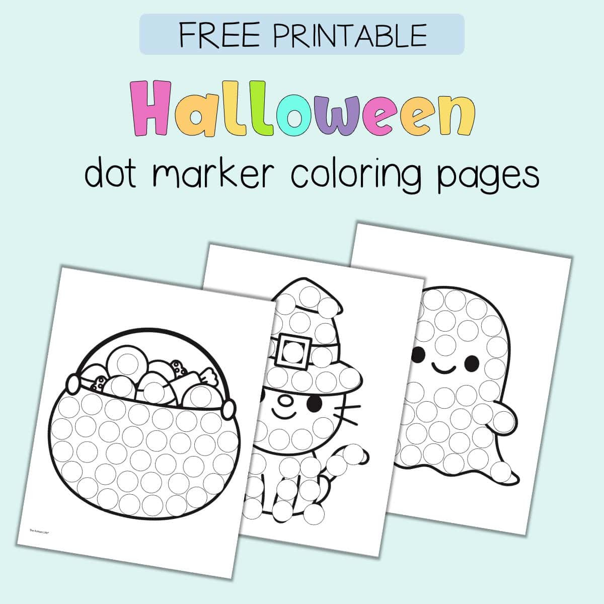 Free Printable Halloween Dot Marker Coloring Pages - The Artisan Life in Printable Halloween Bat Dot Marker Coloring Page
