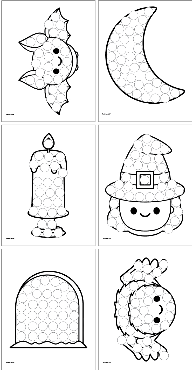 Free Printable Halloween Dot Marker Coloring Pages - The Artisan Life throughout Halloween Bat Dot Marker Coloring Page Printable