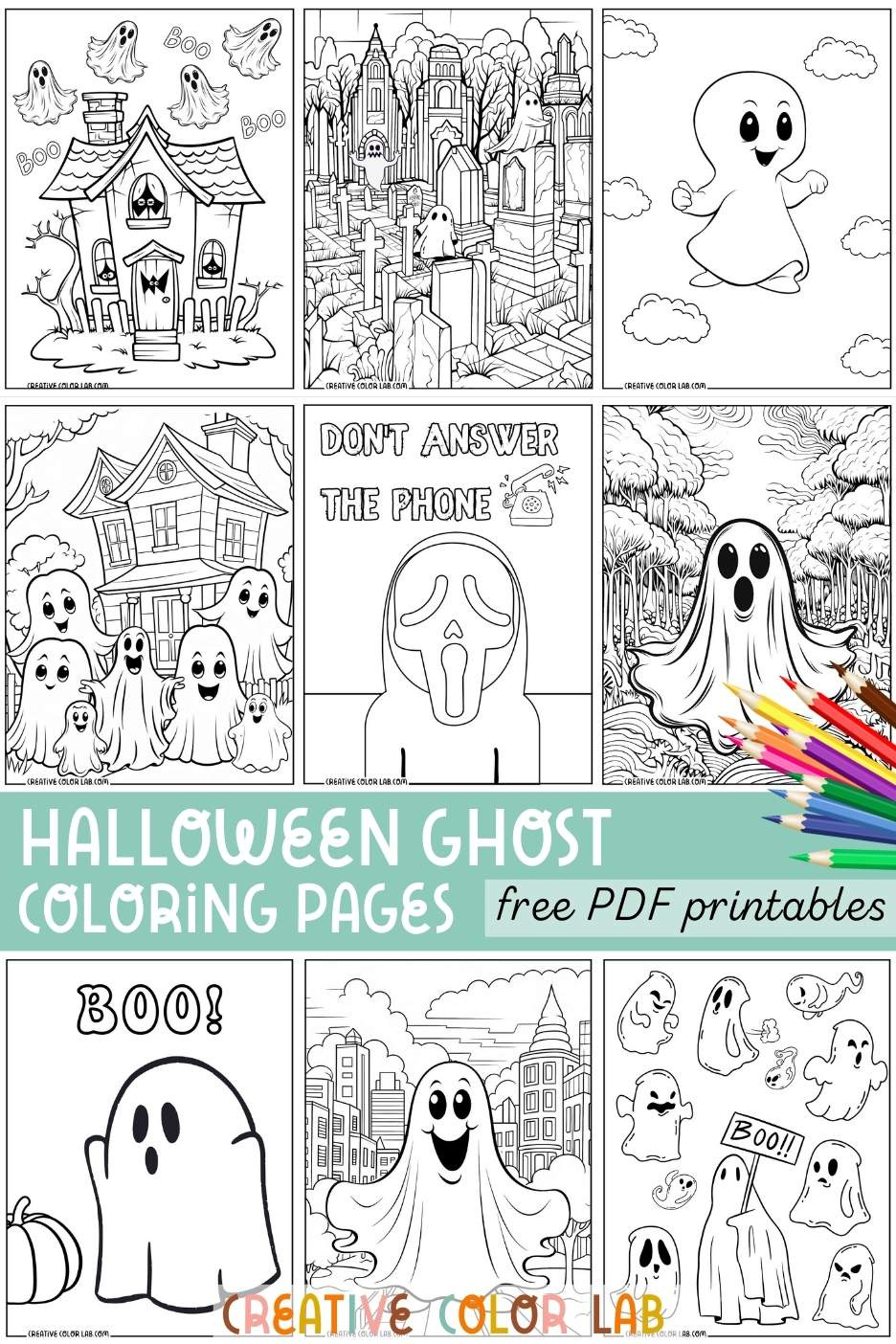 Free, Printable Halloween Ghost Coloring Pages pertaining to Printable Halloween Ghost Coloring Page