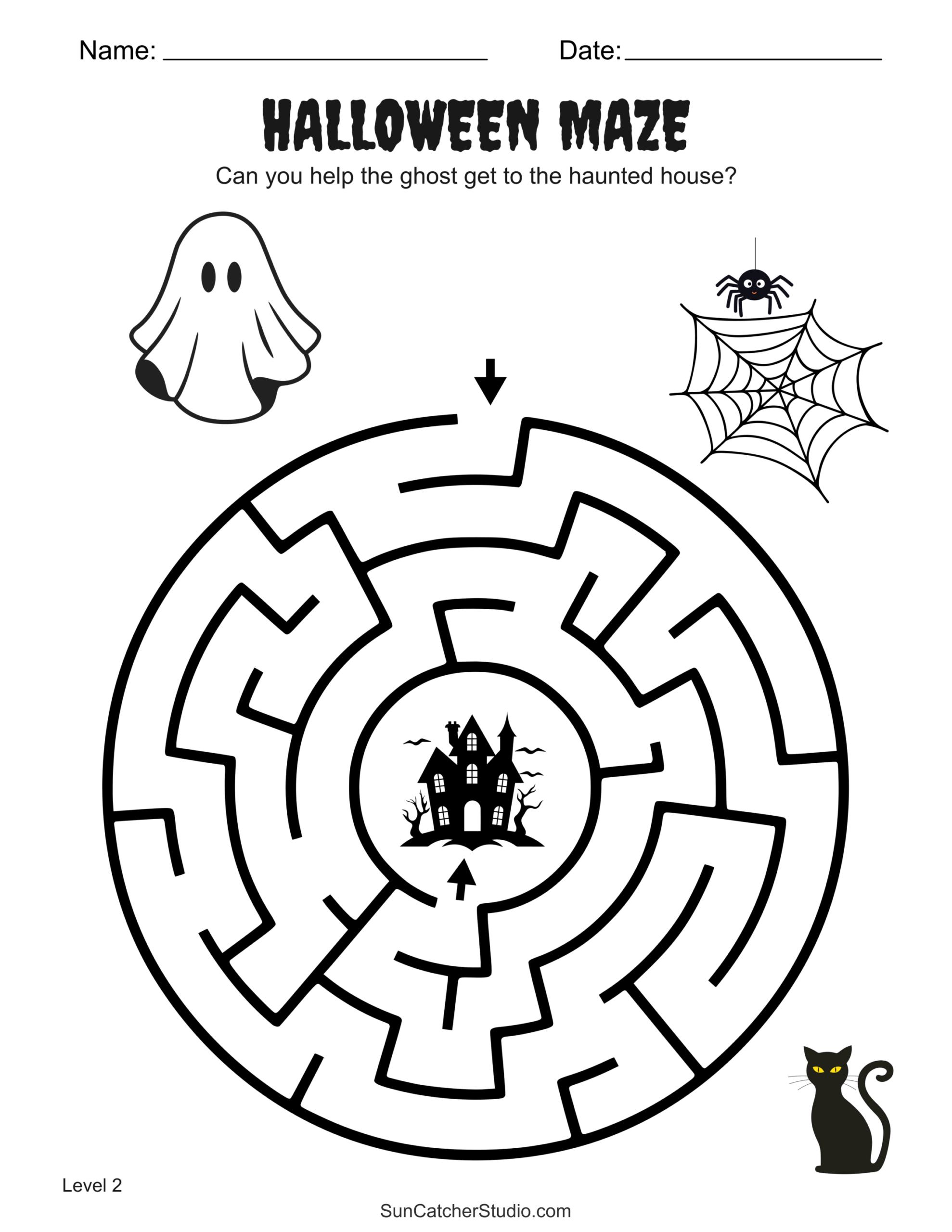 Free Printable Halloween Maze Worksheets And Puzzles – Free regarding Printable Halloween Haunted House Maze