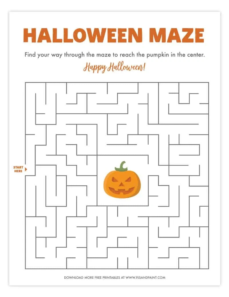 Free Printable Halloween Maze | Worksheets For Kids - Pjs And Paint regarding Halloween Maze Printable
