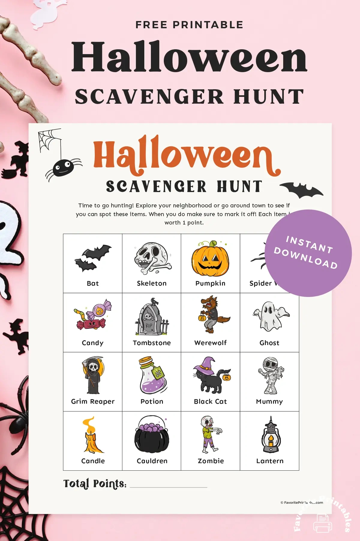 Free Printable Halloween Scavenger Hunt- Favorite Printables pertaining to Printable Halloween Scavenger Hunt