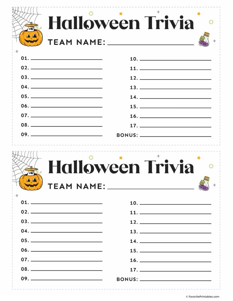 Free Printable Halloween Trivia For Kids - Favorite Printables pertaining to Halloween Trivia Game Printable