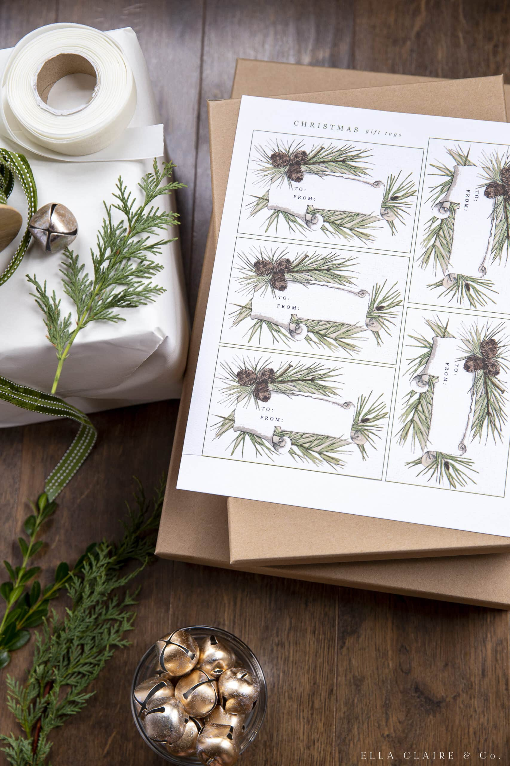 Free Printable Pinecone Gift Tags For Christmas - Ella Claire & Co. within Printable Christmas Forest Gift Tags