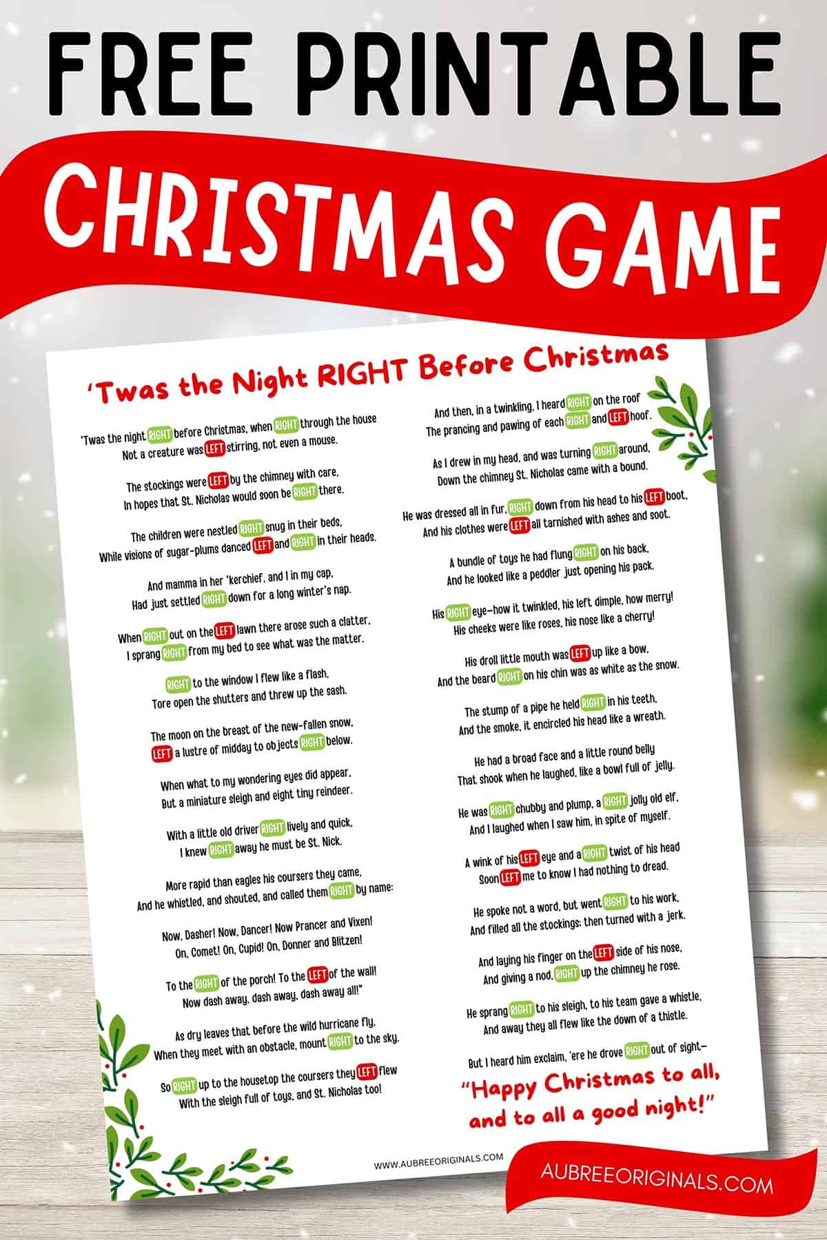 Free Printable Right Left Christmas Game Story - Aubree Originals with regard to This or That Christmas Game Printable