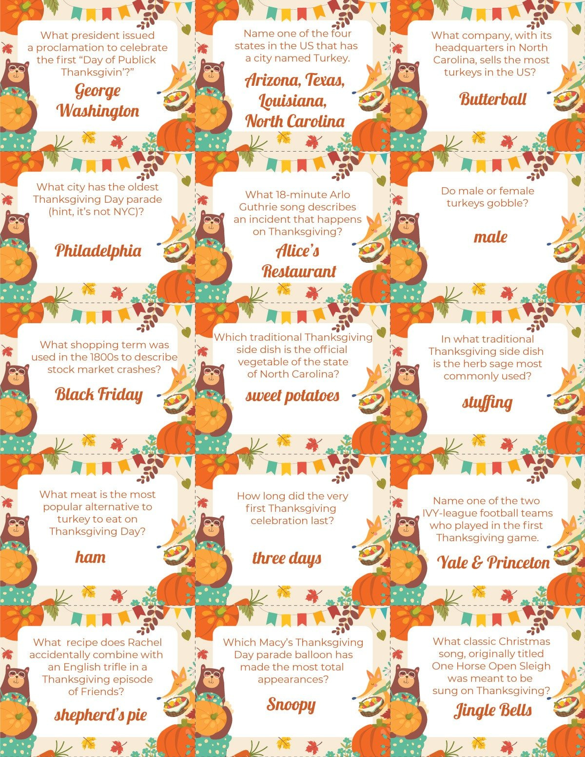 Free Printable Thanksgiving Trivia Questions - Play Party Plan30 pertaining to Thanksgiving Trivia Game Printable