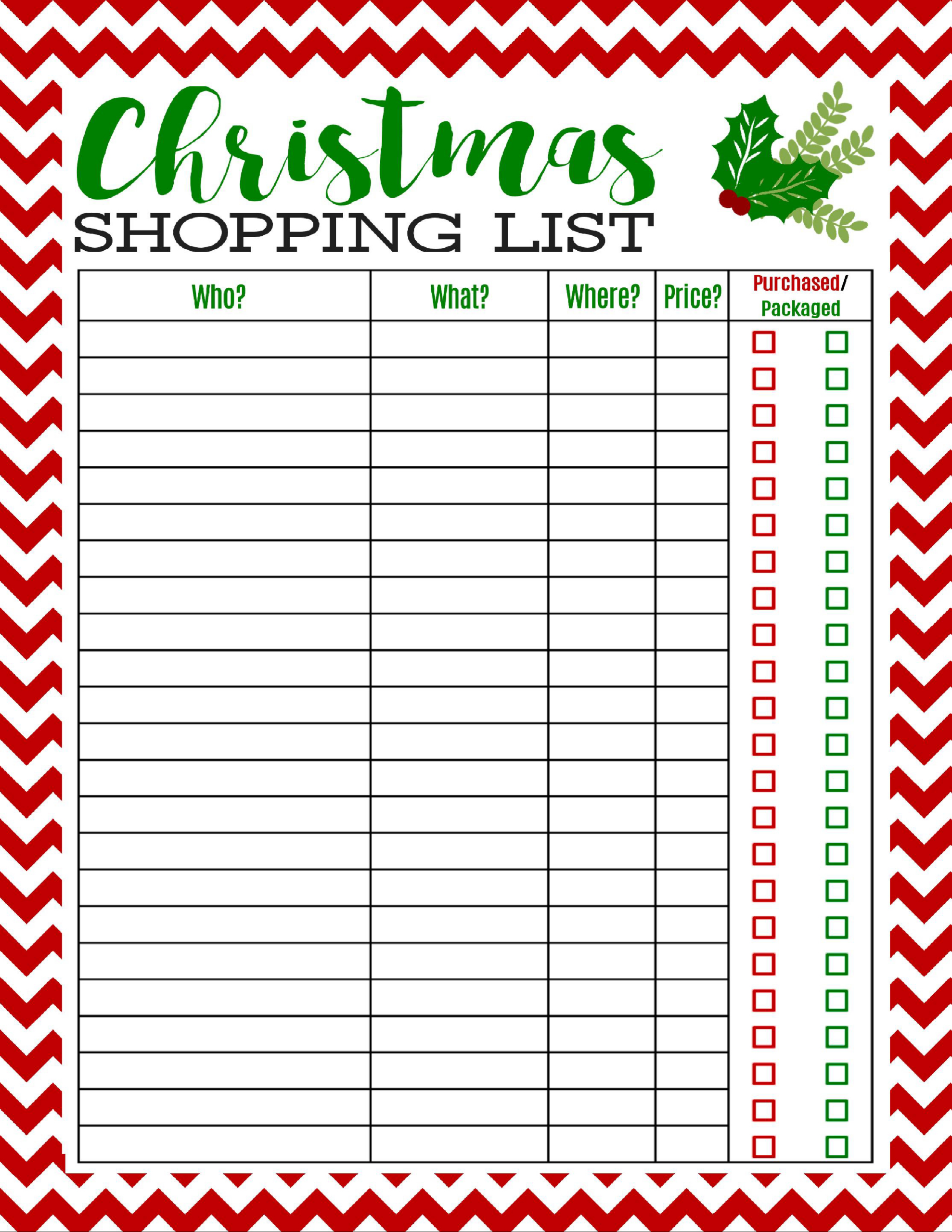 Freebie Printable Christmas Shopping List - Mom 4 Real in Christmas Shopping List Printable