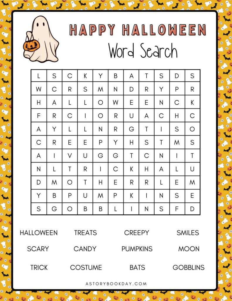 Fun Free Printable Halloween Word Search For Kids inside Printable Happy Halloween Word Search