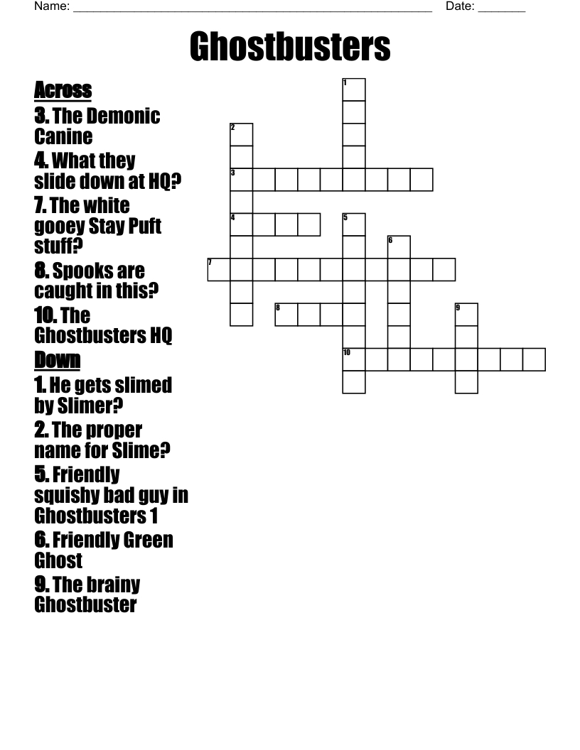 Ghostbusters Crossword - Wordmint throughout Printable Ghostbusters Word Search
