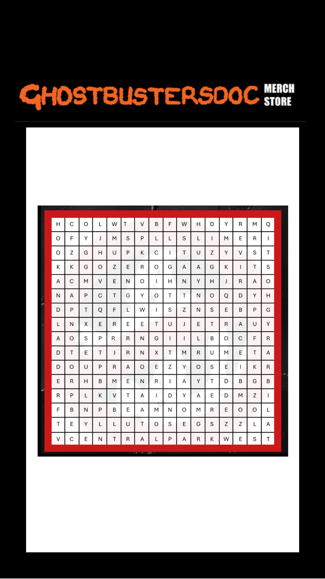 Ghostbusters Word Search – Bueno Productions in Printable Ghostbusters Word Search